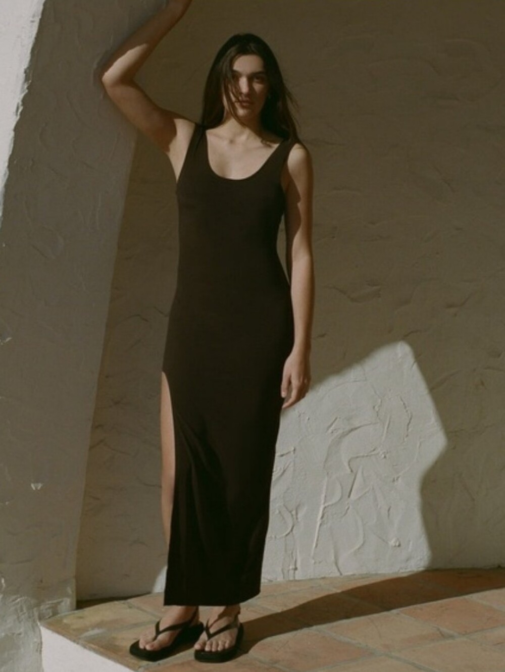Sleek Black Sleeveless Maxi Dress with Side Slit